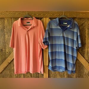 Men's PGA Tour Striped Polo Shirt Set - Blue and Red